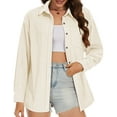 thumbnail image 1 of Fantaslook Women Corduroy Shirts Shacket Jacket Casual Long Sleeve Button Down Blouses Tops, 1 of 8