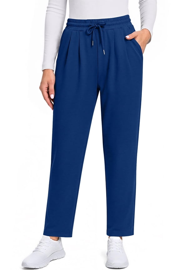 Women Joggers Pants High Waisted Drawstring Tapered Sweatpants Pleated Workout Lounge Pants with Pockets