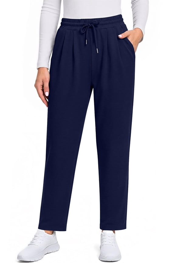 Women Joggers Pants High Waisted Drawstring Tapered Sweatpants Pleated Workout Lounge Pants with Pockets