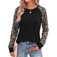 thumbnail image 1 of Fantaslook Women Long Sleeve Shirts Color Block Casual Tops Crewneck Fashion Fall Clothes, 1 of 8