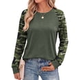 thumbnail image 1 of Fantaslook Women Long Sleeve Shirts Color Block Casual Tops Crewneck Fashion Fall Clothes, 1 of 8