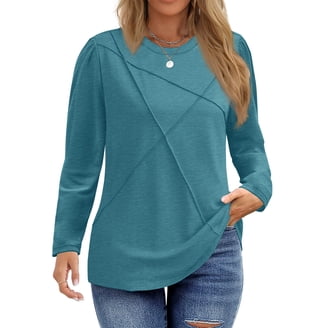 WellSize Plus Size Women Blouses Lace Long Sleeve Boho Tops Crew Neck ...