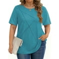 thumbnail image 1 of Fantaslook Women Plus Size Tops Pleated Crewneck Short Sleeve Shirts Casual Summer Tops, 1 of 9