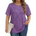 thumbnail image 1 of Fantaslook Women Plus Size Tops Pleated Crewneck Short Sleeve Shirts Casual Summer Tops, 1 of 9