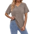 thumbnail image 1 of Fantaslook Women Tops V Neck Short Sleeve Shirts Dressy Casual Summer Tops Fashion Tunic Blouses, 1 of 8