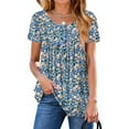 thumbnail image 1 of Fantaslook Women Tunic Tops Casual Henley Short Sleeve Shirts Floral Blouses Loose Summer Tops, 1 of 7