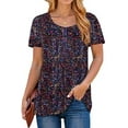 thumbnail image 1 of Fantaslook Women Tunic Tops Casual Henley Short Sleeve Shirts Floral Blouses Loose Summer Tops, 1 of 6