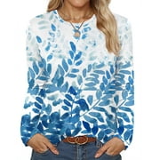 Fantaslook Women Tunic Tops Casual Long Sleeve Shirts Crew Neck Fall Tops Basic Tees Floral Dressy Blouses