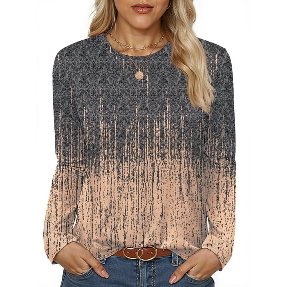Fantaslook Women Tunic Tops Casual Long Sleeve Shirts Crew Neck Fall Tops Basic Tees Floral Dressy Blouses