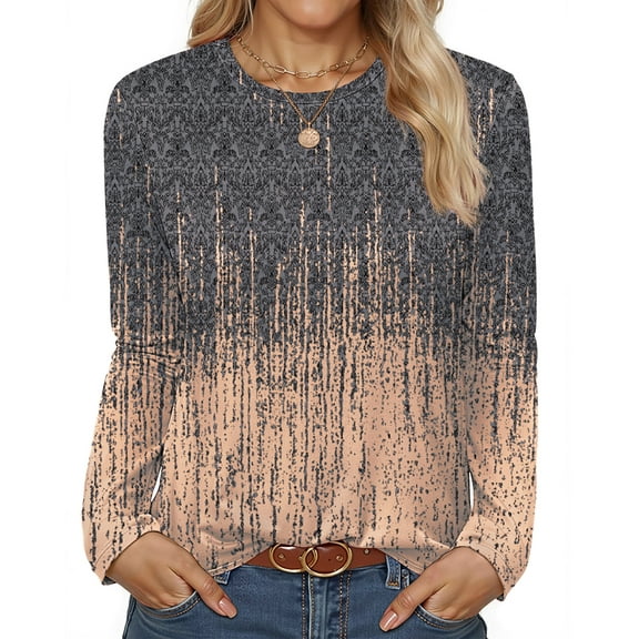 Fantaslook Women Tunic Tops Casual Long Sleeve Shirts Crew Neck Fall Tops Basic Tees Floral Dressy Blouses
