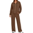 thumbnail image 1 of Fantaslook Two Piece Sets for Women Fall Outfits Lapel Long Sleeve Zipper Sweatshirts and Wide Leg Pants Lounge Tracksuits Sets, 1 of 9