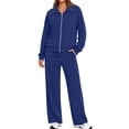 thumbnail image 1 of Fantaslook Two Piece Sets for Women Fall Outfits Lapel Long Sleeve Zipper Sweatshirts and Wide Leg Pants Lounge Tracksuits Sets, 1 of 9