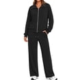 thumbnail image 1 of Fantaslook Two Piece Sets for Women Fall Outfits Lapel Long Sleeve Zipper Sweatshirts and Wide Leg Pants Lounge Tracksuits Sets, 1 of 9