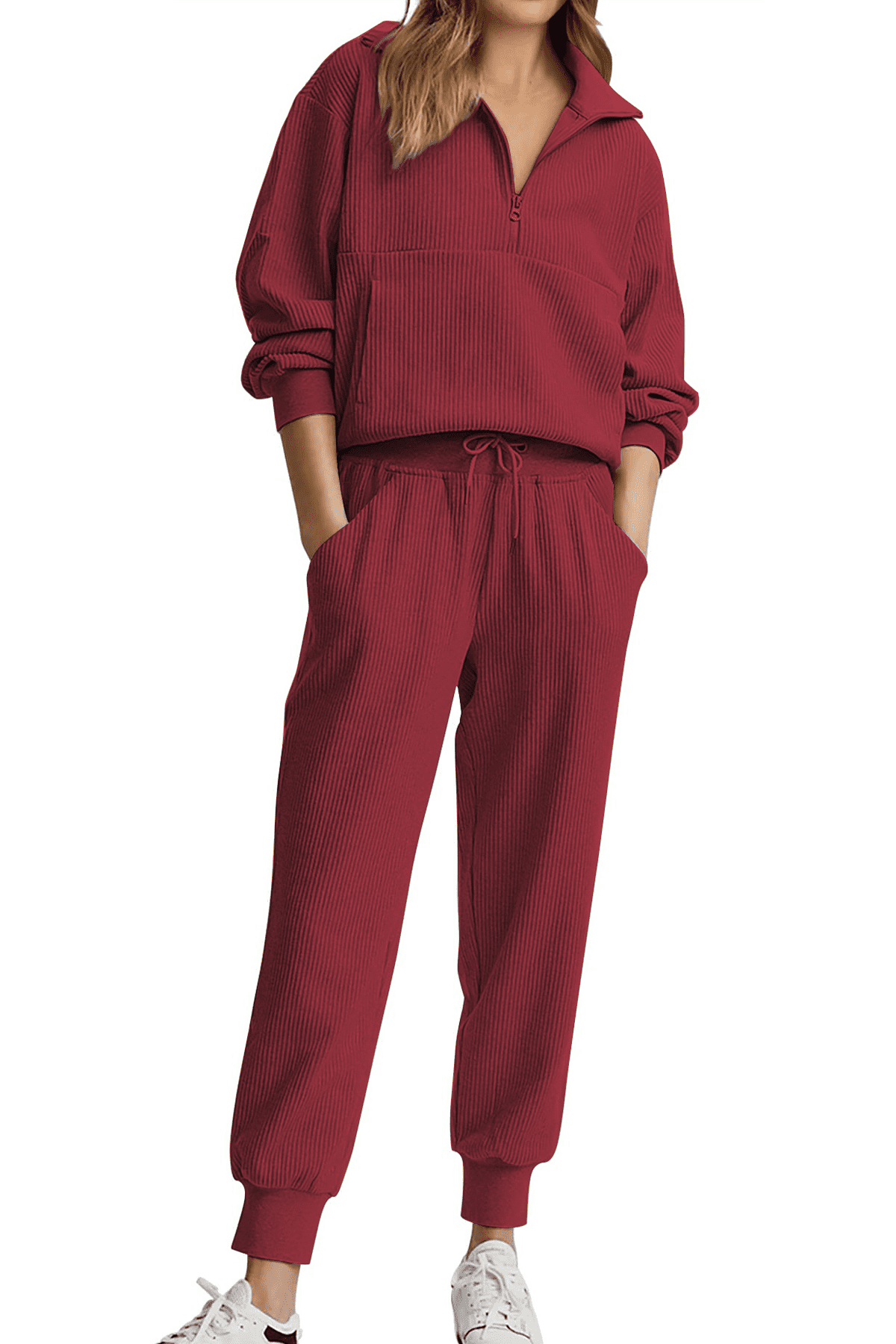 Fantaslook Womens 2 Piece Outfits Long Sleeve Half Zip Sweatsuits with