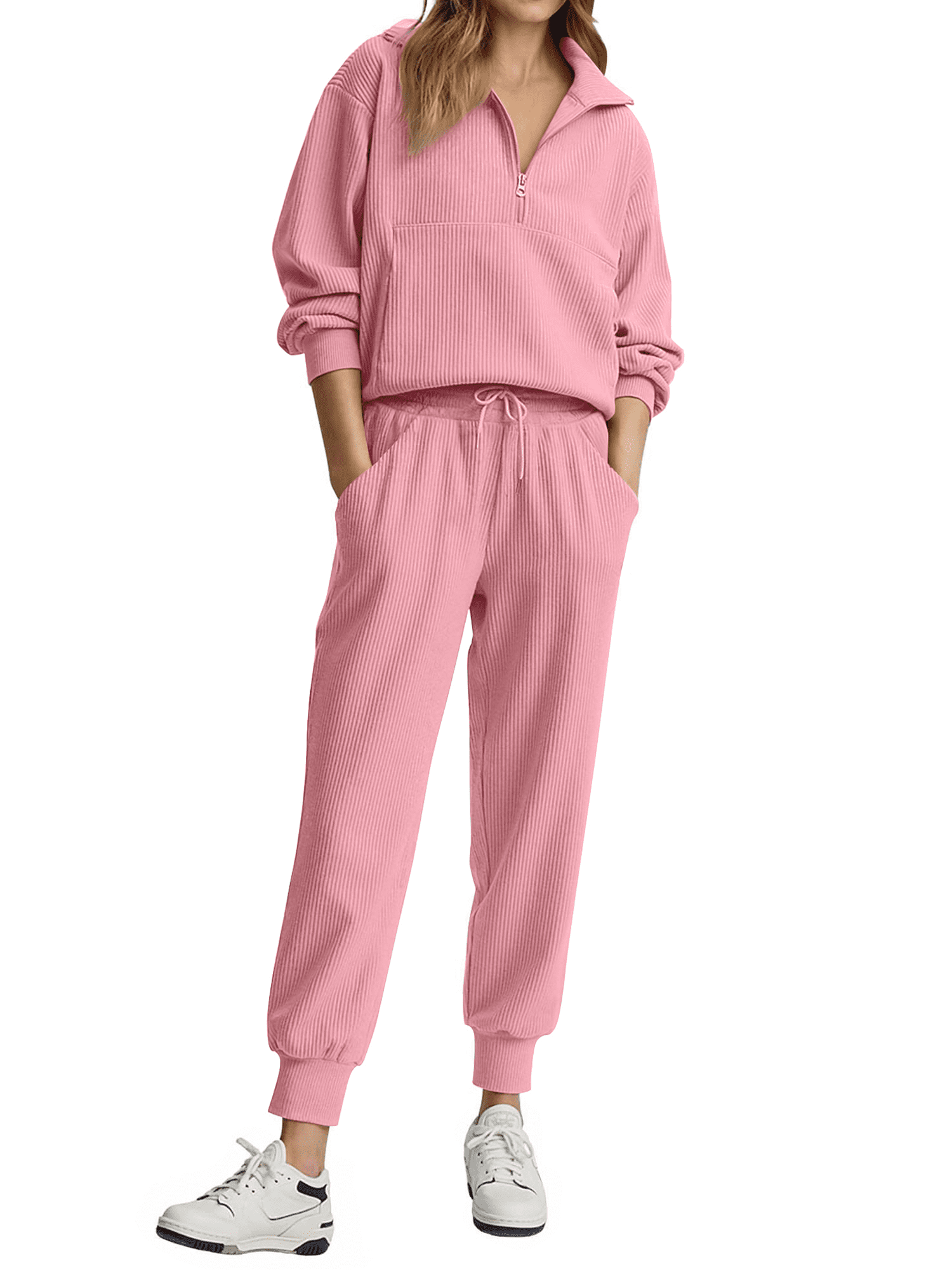 Fantaslook Womens 2 Piece Outfits Long Sleeve Half Zip