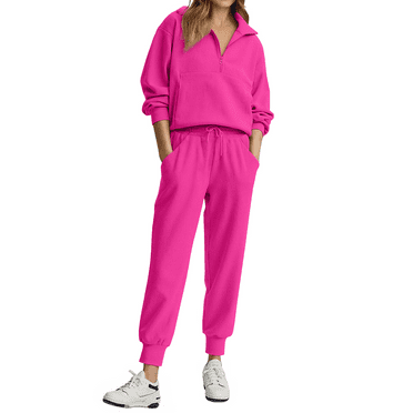 Fantaslook Womens 2 Piece Outfits Long Sleeve Half Zip Sweatsuits with Pockets Pullover Lounge Set