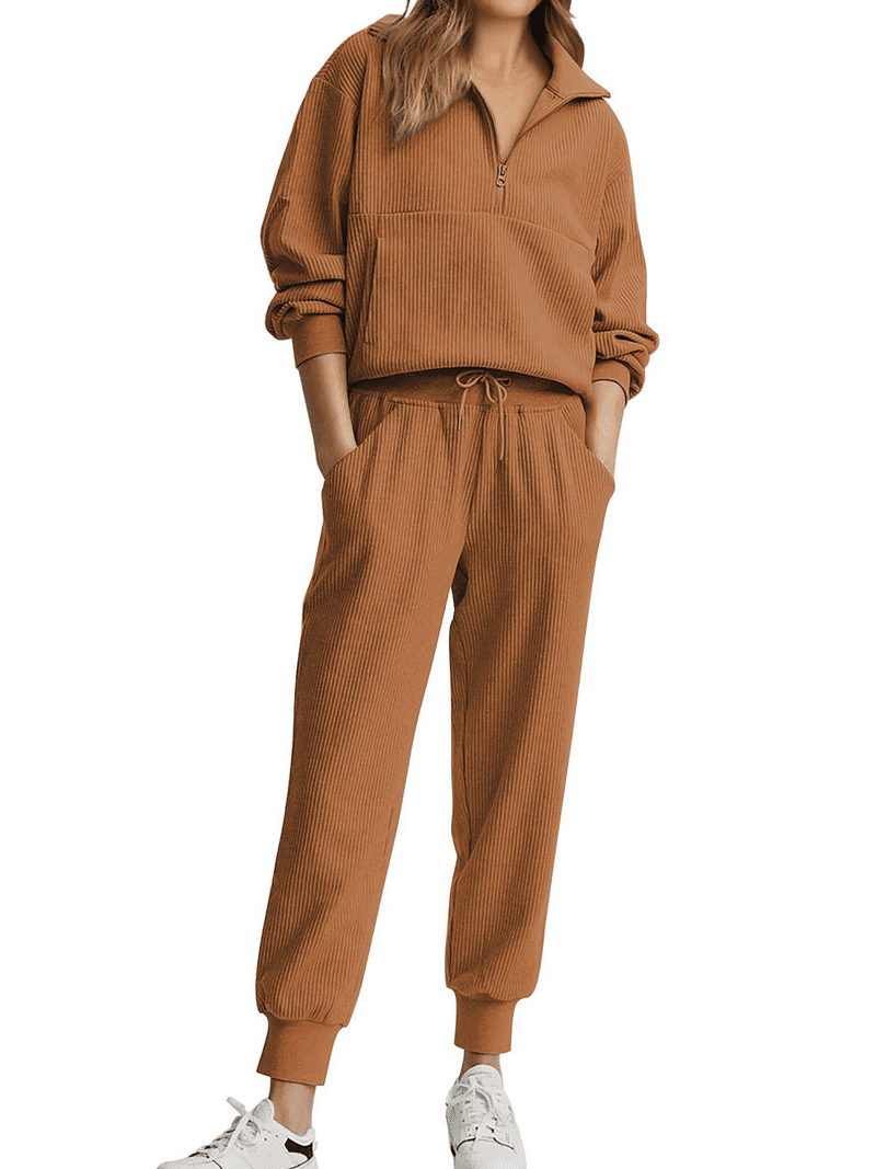 トップス L'Appartement Half Sleeve Sweat Fantaslook Womens 2 Piece Outfits Long Sleeve Half Zip