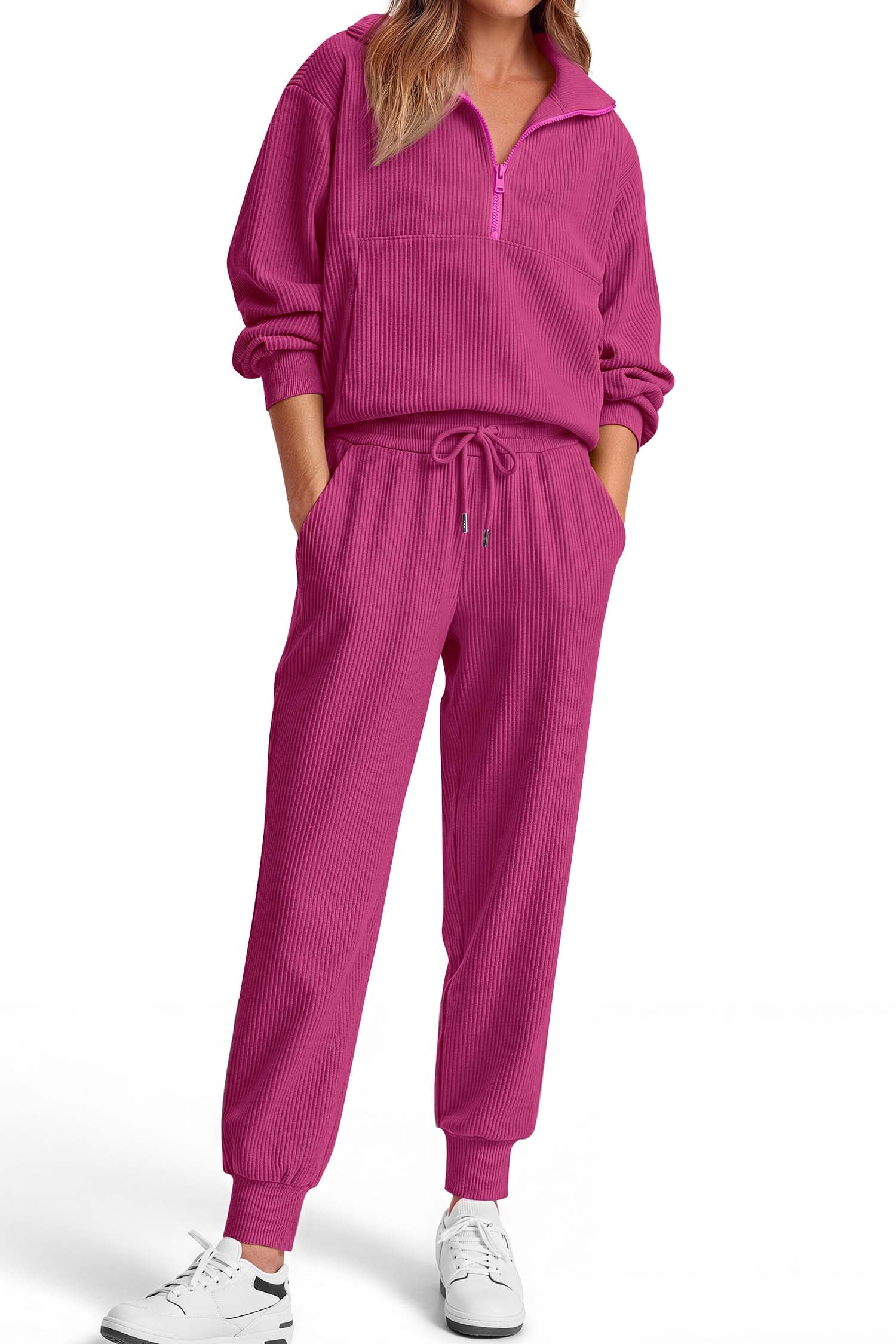 Fantaslook Womens 2 Piece Sweatsuit, Long Sleeve Half Zip Pullover