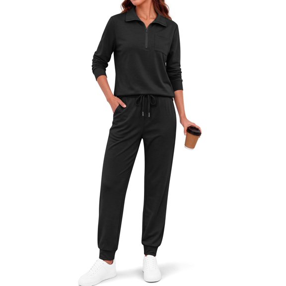 Fantaslook Womens 2 Piece Outfits Sets Lapel Half Zip Sweatsuits Casual Jogger Lounge Sets Fall Tracksuit with Pockets