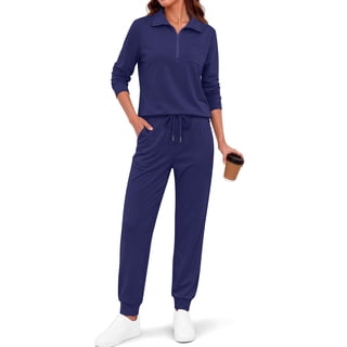 Fantaslook Womens 2 Piece Outfits Sets Lapel Half Zip Sweatsuits Casual Jogger Lounge Sets Fall Tracksuit with Pockets