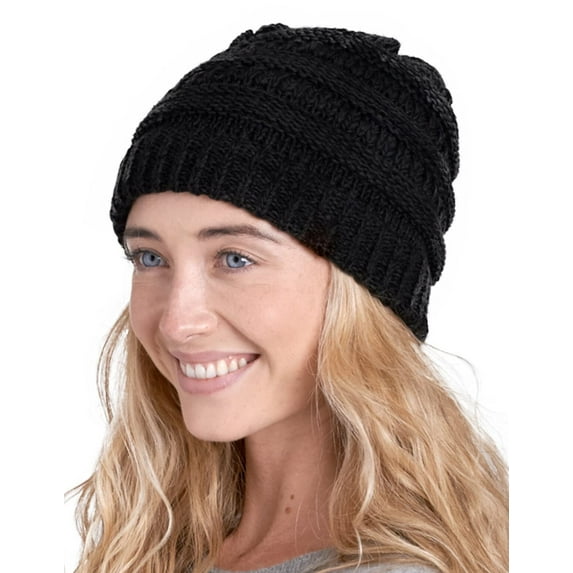 Fantaslook Womens Beanie Winter Hat Warm Chunky Cable Knit Hats Soft Stretch Thick Cute Cap for Cold Weather