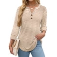 thumbnail image 1 of Fantaslook Womens Blouses 3/4 Sleeve V Neck Henley Shirts Dressy Casual Tops Summer Fall Fashion Clothes, 1 of 9