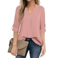 thumbnail image 1 of Fantaslook Womens Blouses 3/4 Sleeve V Neck Work Shirts Dressy Tops Chiffon Office Wear, 1 of 9