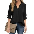 thumbnail image 1 of Fantaslook Womens Blouses 3/4 Sleeve V Neck Work Shirts Dressy Tops Chiffon Office Wear, 1 of 9