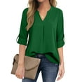 thumbnail image 1 of Fantaslook Womens Blouses 3/4 Sleeve V Neck Work Shirts Dressy Tops Chiffon Office Wear, 1 of 9