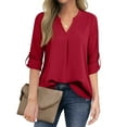 thumbnail image 1 of Fantaslook Womens Blouses 3/4 Sleeve V Neck Work Shirts Dressy Tops Chiffon Office Wear, 1 of 9