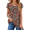 thumbnail image 1 of Fantaslook Womens Blouses Dressy Casual Pleated Tunic Tops Floral Ruffle Sleeve Summer Shirts, 1 of 8