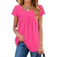 thumbnail image 1 of Fantaslook Womens Blouses Dressy Casual Pleated Tunic Tops Floral Ruffle Sleeve Summer Shirts, 1 of 6