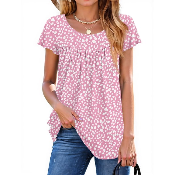 Fantaslook Womens Blouses Dressy Casual Pleated Tunic Tops Floral Ruffle Sleeve Summer Shirts