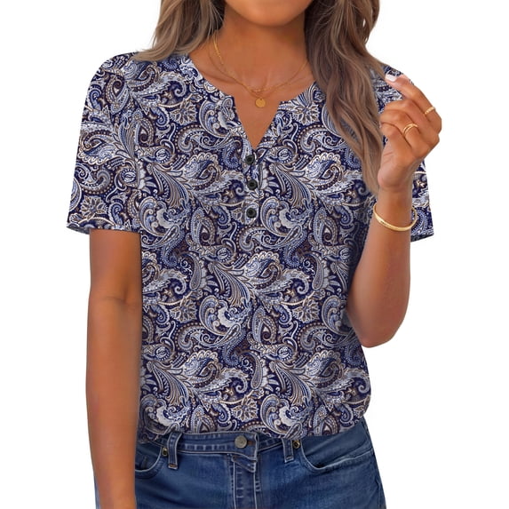 Fantaslook Womens Blouses Dressy Casual Tops Summer Short Sleeve V Neck Shirts Business Work Blouses