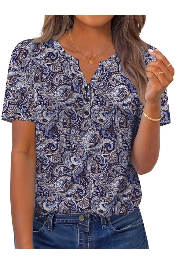 Womens Blouses Dressy Casual Tops Summer Short Sleeve V Neck Shirts Business Work Blouses