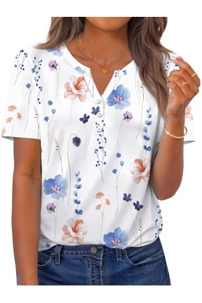 Womens Blouses Dressy Casual Tops Summer Short Sleeve V Neck Shirts Business Work Blouses