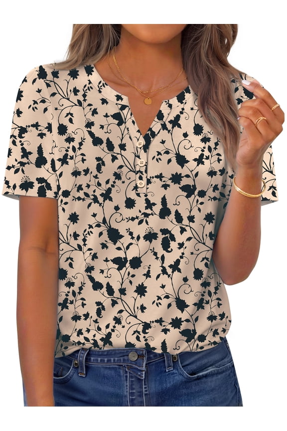 Womens Blouses Dressy Casual Tops Summer Short Sleeve V Neck Shirts Business Work Blouses