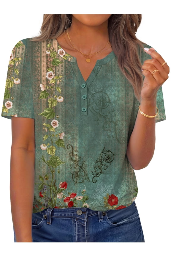 Womens Blouses Dressy Casual Tops Summer Short Sleeve V Neck Shirts Business Work Blouses