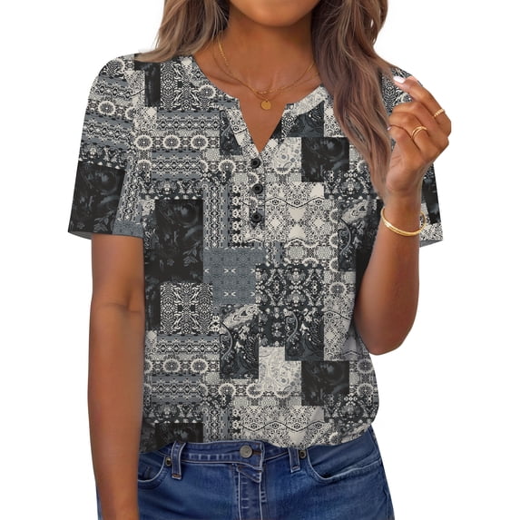 Fantaslook Womens Blouses Dressy Casual Tops Summer Short Sleeve V Neck Shirts Business Work Blouses