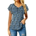 thumbnail image 1 of Fantaslook Womens Blouses Floral Ruffle Short Sleeve Tunic Tops Casual V Neck Summer Shirts, 1 of 5