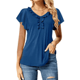 thumbnail image 1 of Fantaslook Womens Blouses Floral Ruffle Short Sleeve Tunic Tops Casual V Neck Summer Shirts, 1 of 5