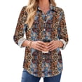 thumbnail image 1 of Fantaslook Womens Button Down Shirts Boho Floral Printed Long Sleeve Blouses Business Work Shirt Dressy Casual Loose Tops, 1 of 10