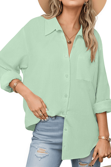 Womens Button Down Shirts in Womens Tops | Green - Walmart.com