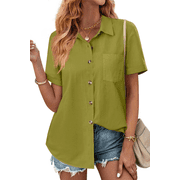 Womens Button Down Shirts in Womens Tops | Green - Walmart.com