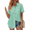 thumbnail image 1 of Fantaslook Womens Button Down Shirts Lapel Short Sleeve Shirt Collared Pocketed Casual Blouses Summer Tops, 1 of 10