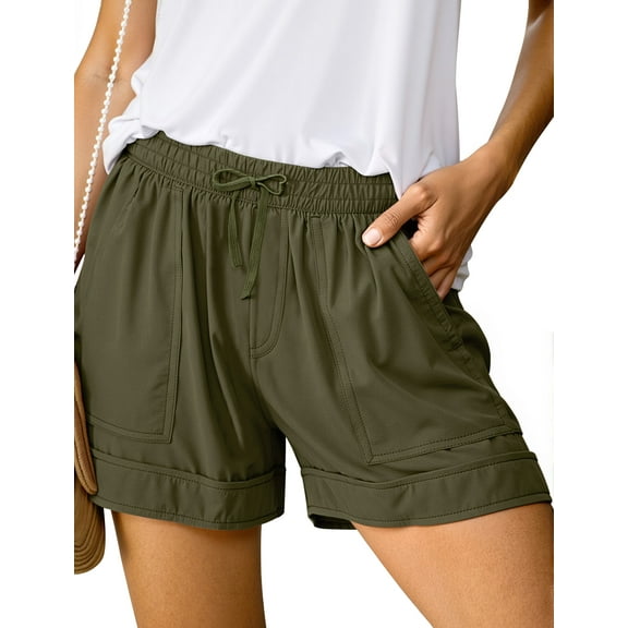 Fantaslook Womens Casual Shorts Elastic Waist Drawstring Shorts Pants with Pockets Summer Beach Floral Shorts