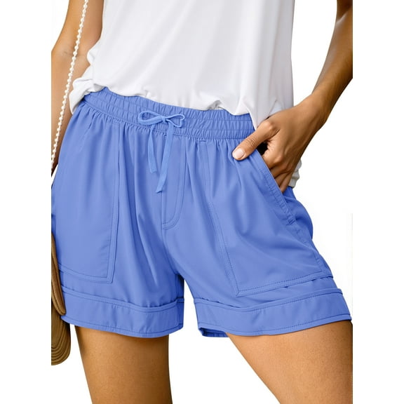 Fantaslook Womens Casual Shorts Elastic Waist Drawstring Shorts Pants with Pockets Summer Beach Floral Shorts