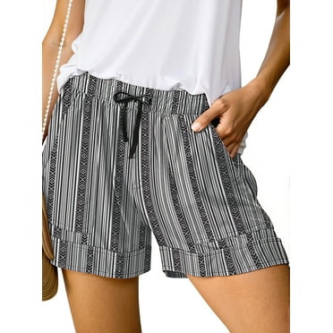Fantaslook Womens Casual Shorts Elastic Waist Drawstring Shorts Pants with Pockets Summer Beach Floral Shorts