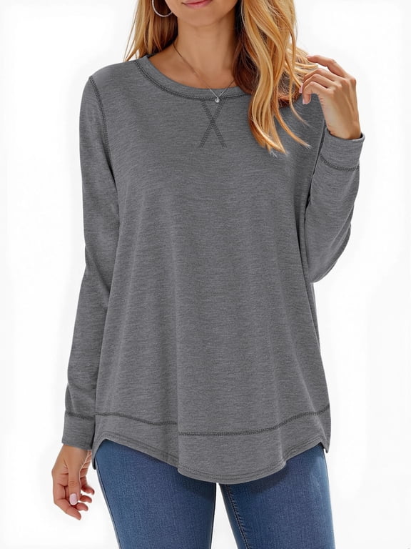 Womens Fall Tops Long Sleeve Shirts Casual Tunic Top Basic T Shirts Tees