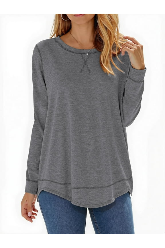 Womens Fall Tops Long Sleeve Shirts Casual Tunic Top Basic T Shirts Tees